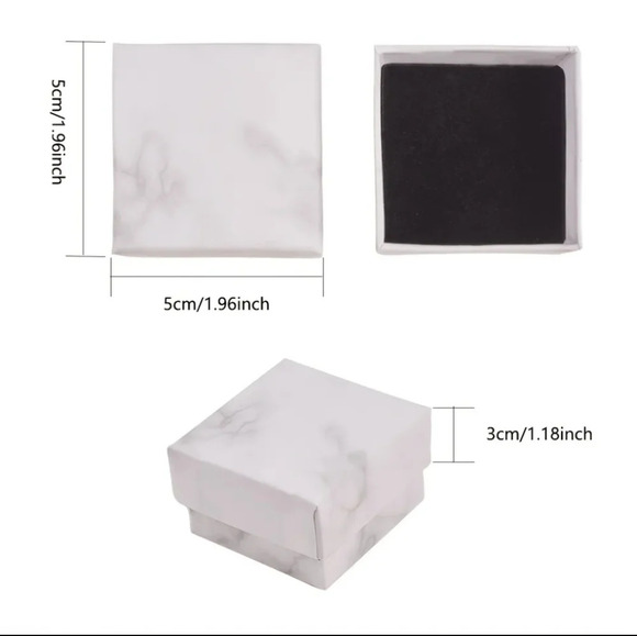 (2) Marble white jewelry ring boxes & polishing cloths gift package - Picture 2 of 3